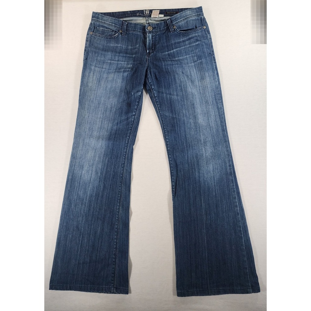 !iT Jeans Hottie‎ Y2k Flare Women 32 Long Bootcut Blue Medium Wash Stretch Denim